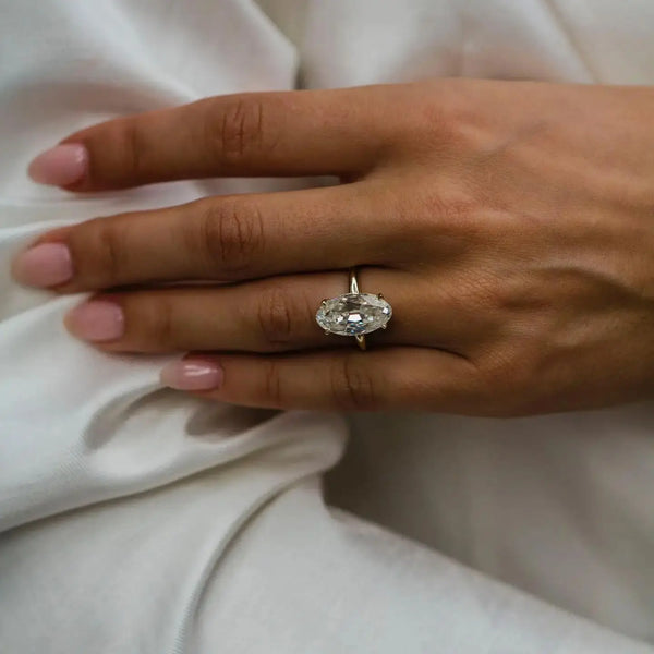 7.8 Carat Moissanite 16x8.75mm Old Mine oval Cut 14K Solid White Gold Solitaire Donut Band 1.8-3.2mm for Woman