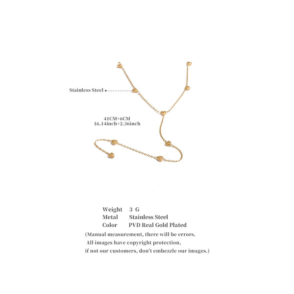 YhpupMinimalist 316L Stainless Steel Heart Love Chain Long Drop Necklace Summer Holiday Beach Wear Charm Jewelry
