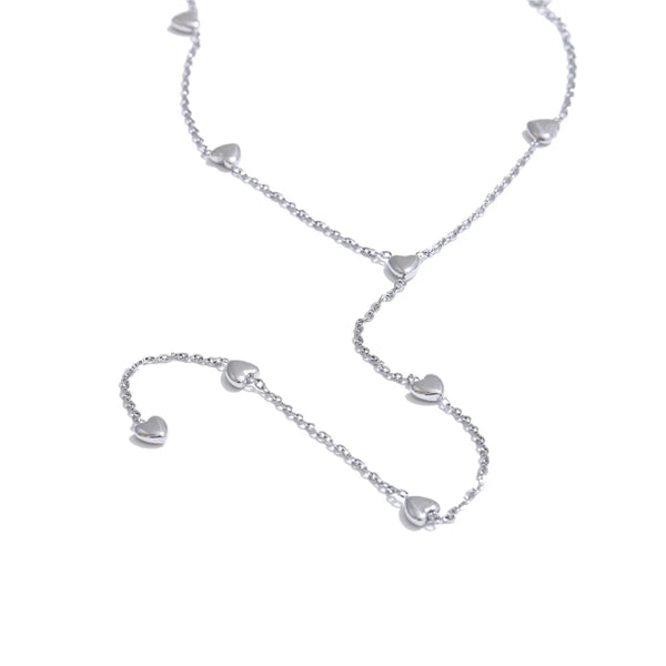 YhpupMinimalist 316L Stainless Steel Heart Love Chain Long Drop Necklace Summer Holiday Beach Wear Charm Jewelry