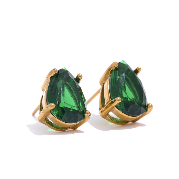 CZ Drop Stud Earrings