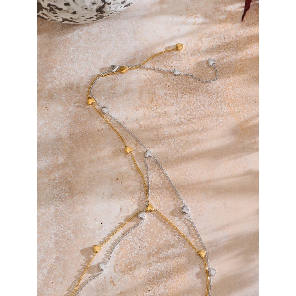 YhpupMinimalist 316L Stainless Steel Heart Love Chain Long Drop Necklace Summer Holiday Beach Wear Charm Jewelry
