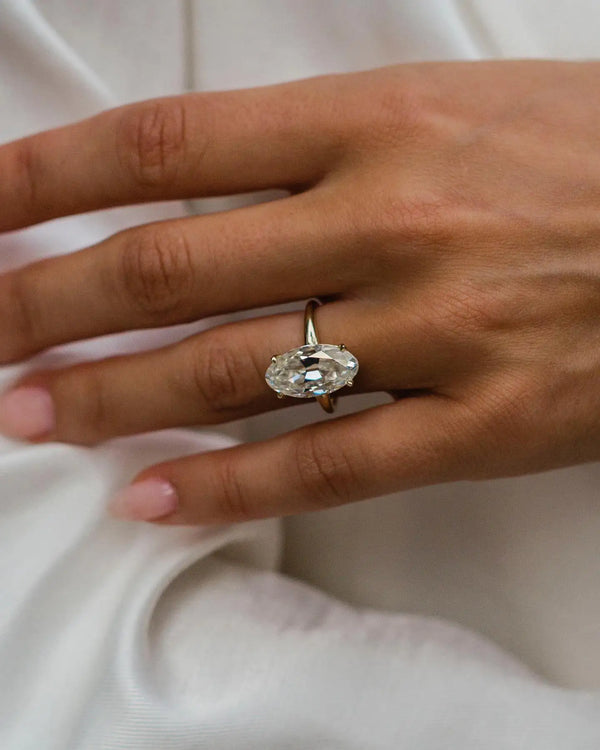 7.8 Carat Moissanite 16x8.75mm Old Mine oval Cut 14K Solid White Gold Solitaire Donut Band 1.8-3.2mm for Woman