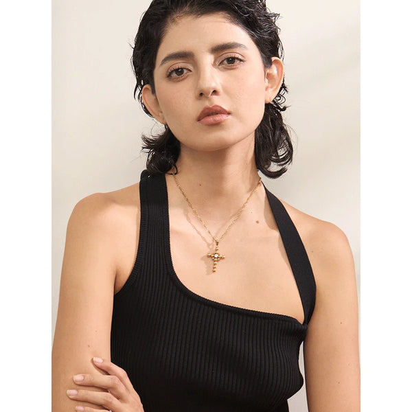 Beaded Cross Pendant Necklace