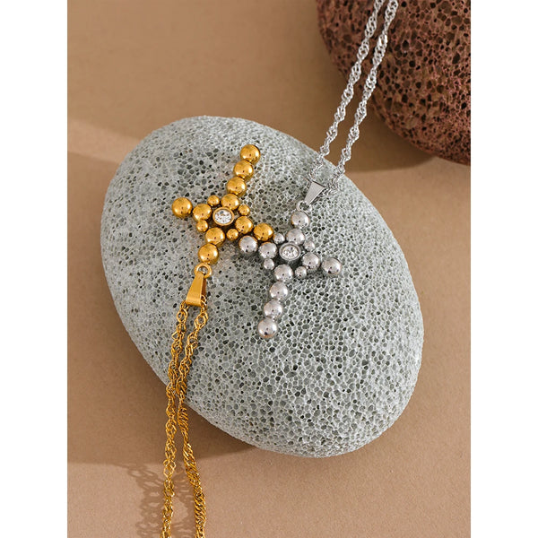 Beaded Cross Pendant Necklace