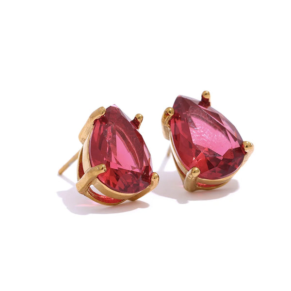 CZ Drop Stud Earrings