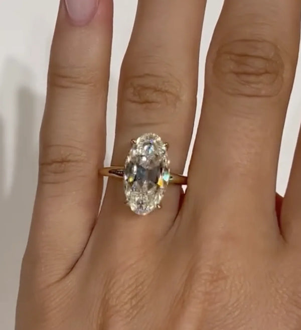7.8 Carat Moissanite 16x8.75mm Old Mine oval Cut 14K Solid White Gold Solitaire Donut Band 1.8-3.2mm for Woman
