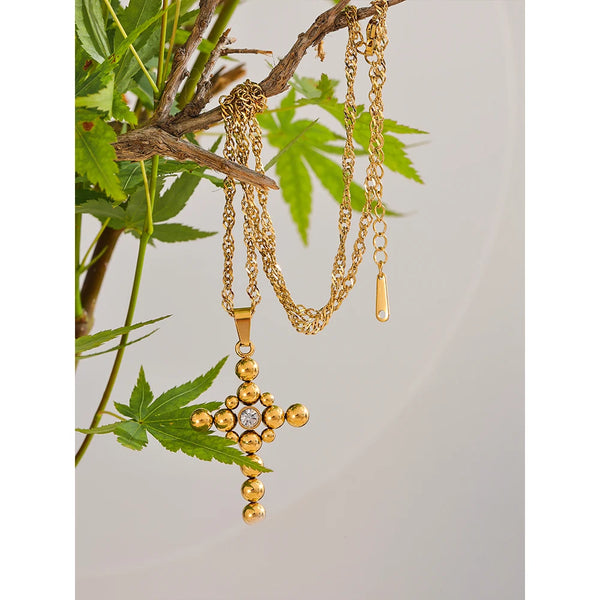 Beaded Cross Pendant Necklace