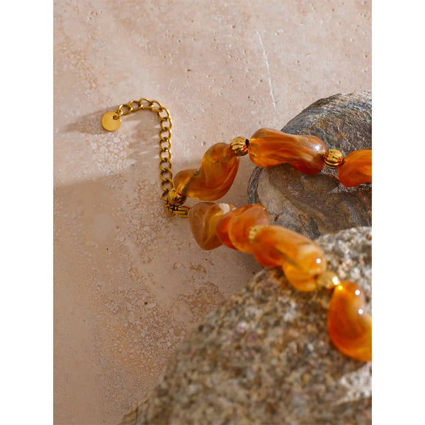 Yhpup 76+6cm Acrylic Plastic Beads Chain Sunflower Pendant Long Necklace Stainless Steel Handmade Charm Jewelry Wholesale 2025