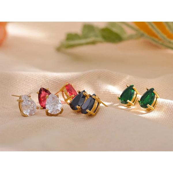 CZ Drop Stud Earrings