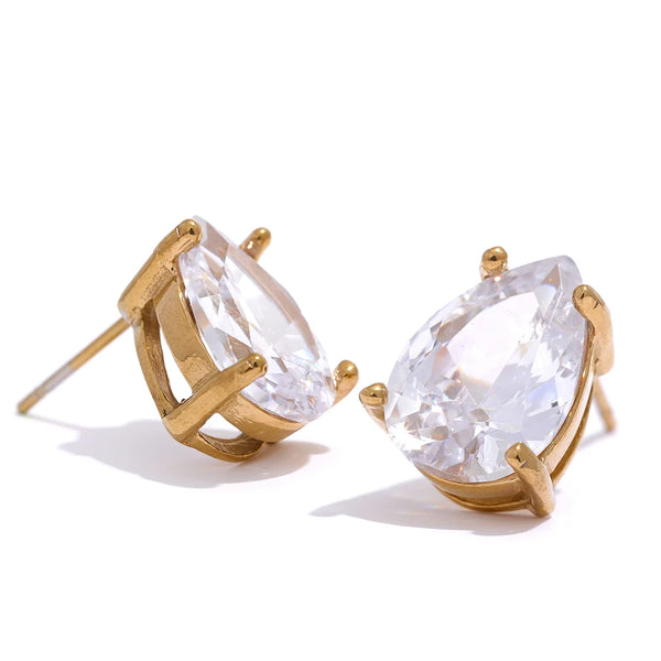 CZ Drop Stud Earrings