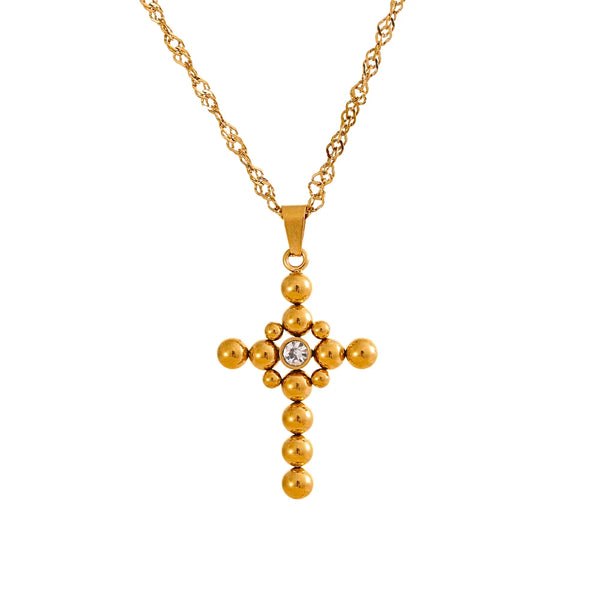 Beaded Cross Pendant Necklace