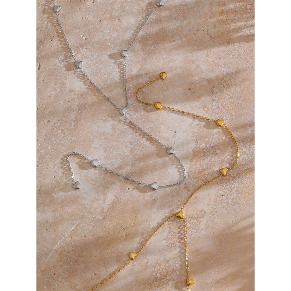 YhpupMinimalist 316L Stainless Steel Heart Love Chain Long Drop Necklace Summer Holiday Beach Wear Charm Jewelry