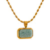 Yhpup Amazonite Square Natural Stone Stylish Pendant Stainless Steel Necklace Chic Exclusive Waterproof High Quality Jewelry