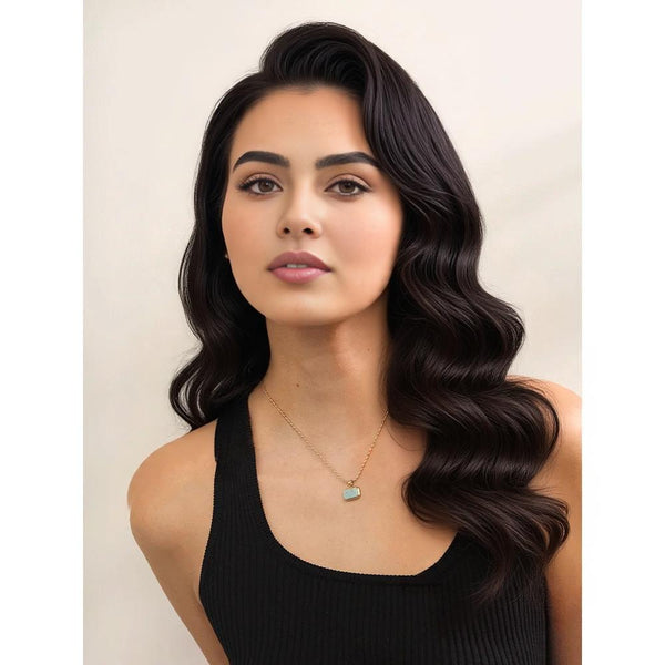 Yhpup Amazonite Square Natural Stone Stylish Pendant Stainless Steel Necklace Chic Exclusive Waterproof High Quality Jewelry